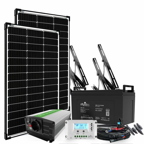Offgridtec 200W Garten-Solaranlage 12V AGM Akku 500W Wechselrichter