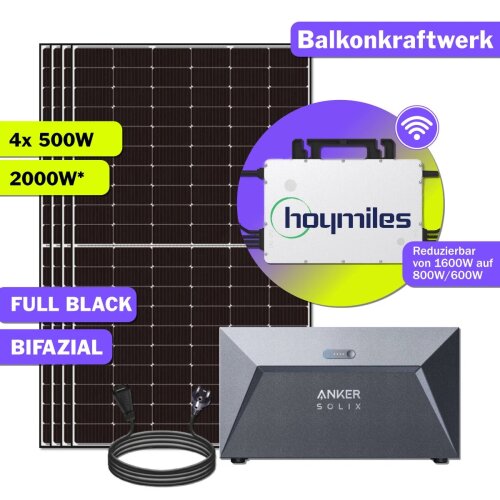 2000W Balkonkraftwerk Bifazial mit Anker Speicher &...
