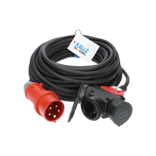 Kalle Adapterkabel CEE 400V 16A auf 3-Fach Kupplung Schuko IP44