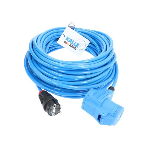 Kalle Adapterkabel Schuko 2,5mm² auf CEE 230V Winkel Extreme Blau IP44