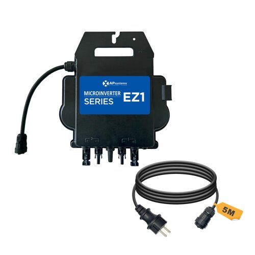 APsystems® Mikrowechselrichter EZ1D 1800W inkl. integrierter WLAN & Bluetooth + 5m Netzanschlusskabel auf Schuko