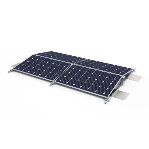 Montage-Set Flachdach-Halterung für 4 PV Solarmodule in Ost-West Ausrichtung 10°
